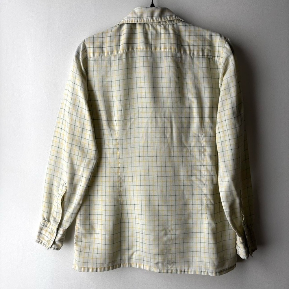 Vintage David Ferguson lightweight yellow & cream plaid checked button up shirt - Picture 5 of 8